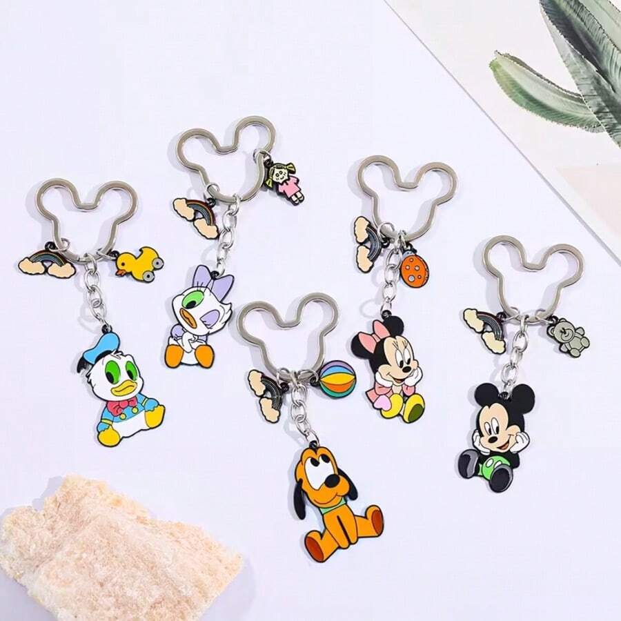5pcs Disney Mickey Minnie Keychains, Cartoon Character Key Rings With Pendant Charms, Donald Daisy Pluto Keychain Accessories, Suitable For Backpacks Bags Keys, Fans, Collectors, Holiday Gifts (Random Style) - Multicolor - View 1