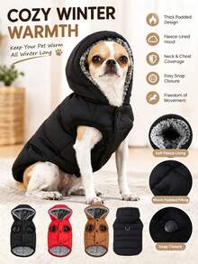 HOLAPET 1pc Autumn/Winter Fleece Pet Hoodie Jacket Thicken Warm Dogs Coat Outdoor Windproof Dog & Cat Clothes Suitable For Small Medium Dog - Multicolor - View 5