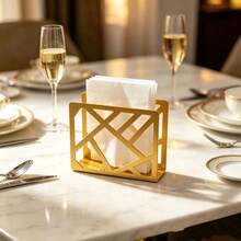 Uropean Retro Iron Napkin Holder, Desktop Tissue Storage Rack For Home, Dining Room And Bathroom - Gold - View 4