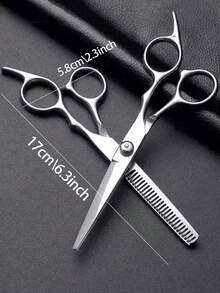 5pcs Hair Cutting Scissors Set, Straight Scissors + Thinning Scissors + Hair Cloth + Comb + Bag, Professional Hairdresser Scissors Set, Straight Scissors Thinning Scissors Seamless Cutting, Stainless Steel Material, For Self Hair Cutting - Multicolor - View 4