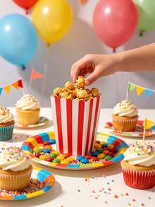 Striped Popcorn Paper Boxes Classic Treat Containers For Birthday Carnival Movie Party Favors - View 2