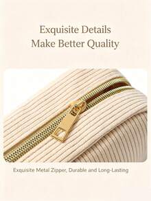 1pc Customizable Makeup Bag, Striped Travel Toiletry Bag, Zippered Cosmetic Bag - Personalized Name, Portable Polyester Cosmetic Storage Bag, Suitable For Travel, School, Dorm Or Home Use, Dorm Essential | Fun Design | Durable Zipper Closure, Toiletry Travel Bag - Multicolor - View 6