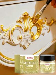 Metallic Paint High Gloss Metallic Texture Indoor/Outdoor Old Item Refurbishment Handmade DIY Decorative Coloring Paint, Suitable For Wood, Glass, Ceramics, Durable, Quick-Drying And Impact-Resistant, Gift For Family And Friends - A - View 1