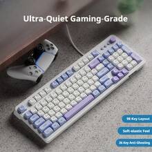 EWEADN Wired Keyboard, Full-Size Layout With Number Pad, Rainbow Backlit Keys, Ergonomic Design, Multifunctional Media Knob, Ball-Top Keycaps, Stylish Green & Blue Color Options, Comfortable Typing For PC, Laptop, Desktop, Office & Gaming - View 6