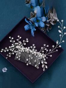 1pc Elegant Rhinestone Decorative Comb For Wedding Party Hairstyles Bridal Bridesmaids Dress Up - Silver - View 7