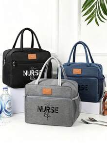 1 Pc, Nurse Pattern Printed Handbag, Large Capacity Handheld Bag, Suitable For Office Workers And Travel - one-size - View 2