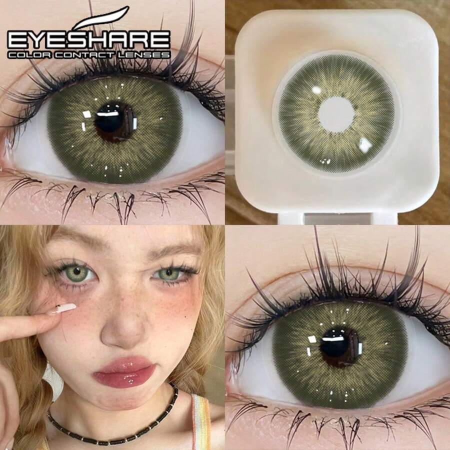 عدسات لاصقة ملونة من Eyeshare زوج واحد عدسات خضراء للعيون مناسبة للارتداء اليومي والمواعدة