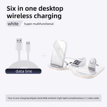 6 In 1 Magnetic Wireless Charging Station For Phone, Smart Watch & Earbuds, Multi-Device Desktop Charger Stand, Foldable Fast Wireless Charger Compatible With Iphone - White - View 11