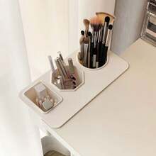 1PC Desk Side Adhesive Makeup Brush Holder, INS Style Minimalist Stationery Wall Mount, Student Multi-Function Desk Side Pen Holder - View 3