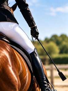 1PC /50cm Riding Crop Whip Equestrianism Horse Crop PU Leather Double Slapper Whip With Handwoven Handle For Horse Training Horse Riding Accessories - Multicolor - View 2