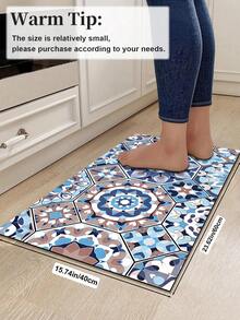 1/2pcs Diatomaceous Earth Bath Mat, Vintage Bohemian Floral Pattern Style, Super Absorbent, Non-Slip, Perfect For Bathroom, Kitchen And Dining Room, Quick Drying, Ideal Gift For Home Decor And Bathroom Mat - Multicolor - View 18