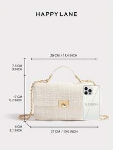 HAPPY LANE Vintage Elegant Handbag, Minimalist Shoulder Bag, Custom Golden Ball Clasp Crossbody Bag, Suitable For Business, Casual, Shopping, And School, Front Twist Lock Handbag, With Shoulder Strap, Shoulder Bag, Crossbody Bag, Perfect For Daily, Gatherings And Travel, Lightweight And Durable, Retro Charm, Suitable For Women Pursuing Elegant Personalized, Suitable For Any Occasion, Showcasing Unique Fashion Taste - Multicolor - View 7