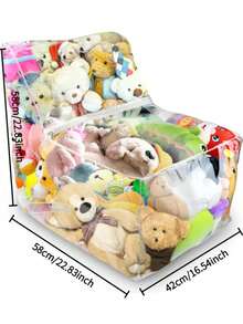 Transparent Plush Storage Bean Bag Chair, Baby Room Storage Seat, Storage Chair For Pillows And Blankets - Multicolor - View 12