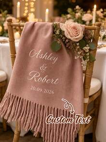 Personalized Wedding Chair Shawl Decor, Customized Wedding Scarf, Wedding Chair Banner, Polyester Single-Sided Printed Banner, Bridal Shower Party Favor - Multicolor - View 4