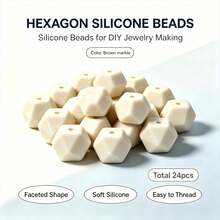 24/100Pcs Morandi Color Palette Faceted Hexagon Silicone Beads, Polygonal Beads For DIY Jewelry & Bead Pen Making - Morandi Color Scheme - View 8