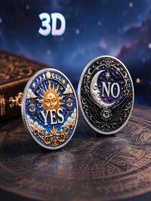 3D Embossed Sun Moon YES NO Coin Five-Pointed Star Sun Face Moon Face Mysterious Pocket Decision Challenge Coin Collectible Souvenir - Multicolor - View 2