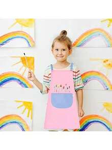 Children's Adjustable Waterproof Apron With Pockets, Unisex, Suitable For Painting, Cooking, Baking, Gardening, Craft Activities - Multicolor - View 9