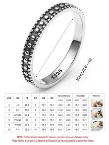 Tysoendlay S925 Sterling Silver Oxidized Studded Band Ring, Vintage Black Dot Texture Minimalist Ring, Retro Punk Gothic Stackable Jewelry For Women Men - Silver - View 5