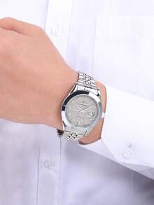 RICECGO A Classic Men's Quartz Business Watch, Perfect For Both Business And Casual Occasions-An Ideal Holiday Gift - Silver - View 7