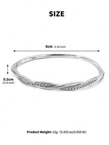 1pc French Minimalist Twisted Rope Cross Bracelet, Fashion Shiny Twisted Flower Pattern Bangle, Women's Jewelry, Suitable For Gift, Daily Wear And Party - Multicolor - View 8