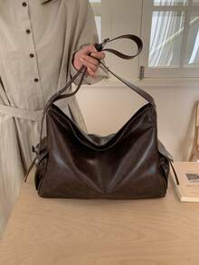 Women's New Autumn/Winter Large Capacity Shoulder Tote Commuter Bag - Coffee Brown - View 5