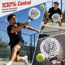 Raket Padel CWIN HAMMER 18K, Bingkai Serat Karbon Bertekstur dengan Jembatan Peredam Guncangan Berongga 3D, Inti EVA Lembut, Permukaan Putaran yang Ditingkatkan, Hitam & Emas Kelas Profesional, Cocok untuk Pemain Dewasa Tingkat Menengah - MultiWarna - View 4