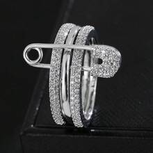 1pc Women's Ring Gorgeous And Exquisite Pin Design With Three Layers Overlapping And Sparkling Zirconia Inlay For Gift/Banquet/Personality - Three-ring Ring - View 17