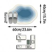 1PC Cream, Light Blue, Dark Blue Multi-Layer Wave Pattern Modern Minimalist Art Rug, Fresh Minimalist Style Faux Cashmere Asymmetrical Wave Asymmetrical Concentric Gradient Blue & White Ripples With Fine Edge Detail, Machine Washable Area Rug, Suitable For Living Room, Bedroom, Balcony, All Seasons, Aesthetic Home Decor - Multicolor - View 12