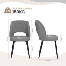 Modern White Marble Extendable Kitchen Table With Corduroy Upholstered Chairs For Dining Room, Kitchen - White Table + Grey Chair - View 3