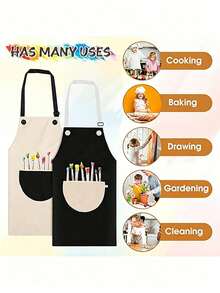 Children's Adjustable Waterproof Apron With Pockets, Unisex, Suitable For Painting, Cooking, Baking, Gardening, Craft Activities - Multicolor - View 2