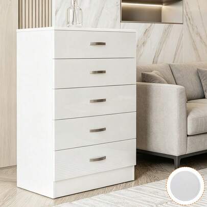 5 Drawers Chest Of Drawers Dresser With Metal Handles And Runners, Spacious Bedroom Furniture, Storage Furniture