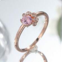 Women's Cute Cartoon Cat Paw Engagement Design Ring, Women's Wedding Jewelry - Rose Gold - View 6