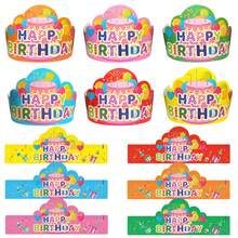 6 Colors Happy Birthday Crown Hat Macaron Paper Party Hat Dreamy Fairy Tale, Baby Shower, Rainbow Theme Party, Family Gathering, Holiday, Christmas Party Atmosphere Photo Booth Props Party Decoration Supplies - View 3