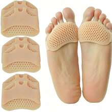 2 Pairs Soft Gel Forefoot Pads, Unisex, Reusable Breathable Sleeve-Style Forefoot Pads, Pain Relief (Beige, One Size) Silicone Foot Pads, Comfortable Fit, Metatarsal Support Pads - Multiple Styles - View 1