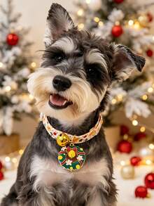 Christmas Adjustable Cat & Dog Collar With Bell, Christmas Tree & Santa Claus Pendant, Christmas Pet Gift, Suitable For Cats And Small Dogs - Multicolor - View 3