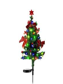 2pcs Ribbon Christmas Tree Lights, LED Cedar Garden Stake Lights, Featuring Red Ribbons, Berries, Bells, And Stars, Suitable For Christmas Decorations, Home Decor, Party Decorations, Yard Decorations, Garden Decorations, And Lawn Decorations. - Star-shaped Christmas Tree Lights - View 11