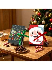 12/24pcs Christmas Paper Gift Boxes, With Red Ribbons And Bags, 4 Cartoon Christmas Patterns, Party Decoration Gift Packaging Small Box, Santa Claus, Snowman, Gingerbread For Man Candy Boxes For Holiday Souvenirs Packaging - Gift Box - View 4