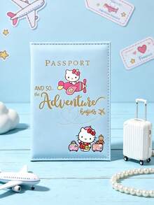Hello Kitty Pattern PU Leather Passport Case Cover With Card Slots, Gold Letter Cute Travel Document Holder Essentials Organizer For Women Couples - Multicolor - View 5