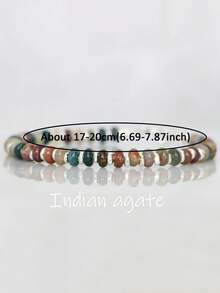 Natural Agate Beaded Bracelet Flat Round Beads Design Bohemia Style Fashion Jewelry For Women & Men, Suitable For All Occasions, Parties - Multicolor - View 5