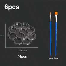 56pcs Mini Flower-Shaped Plastic Palette And Nylon Paintbrush Set, Suitable For Acrylic Paint, Oil Paint And Watercolor Paint, Ideal For Outdoor Painting, Model Making And Christmas And New Year DIY Palette Craft Projects - Sets - View 14