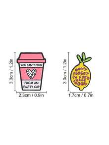 Inspirational Quote Enamel Pin, Cute Coffee Cup Lemon Badge, Decorative Lapel Pin For Backpack Jacket Clothing Gift - Multicolor - View 9