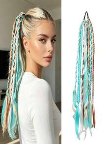 Wig Ekor Kuda Kepang Boho 24 Inci, Kepang Viking Bohemian Berhiaskan Manik-Manik dengan Karet Rambut, Ekstensi Rambut Kepang untuk Pesta Festival - MultiWarna - View 11