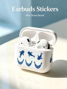 1pc Ocean Dolphin Theme Decorative Sticker, Polka Dot Dolphin With Crescent Moon Design Combination Pattern, Self-Adhesive Backing, Comes With Tweezers, Suitable For IPad, Laptop, Notebook, Earphones And Other Decorations - Whale Design - View 2