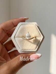 MADEONE 1pc Elegant Rose Gold Oval Shaped Gemstone Embellished Minimalist Closed Cocktail Ring, Suitable For Everyday And Formal Occasions - Gold - View 1