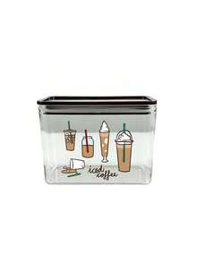 Snow-Capped Coffee Drink Pattern And Letter Print, Transparent Sealed Coffee Storage Jar, Sealed Plastic Food Container, Large Capacity, Dustproof And Moisture-Proof, Kitchen Countertop Coffee Area Storage Box, Decoration, Kitchen Countertop Storage, Coffee Lover Gift - Multicolor - View 14
