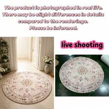 1pc Round Rug, Vintage Bohemian Style + Mandala Print Carpet, Outdoor Decorative Rug For Balcony, Garden, Patio, Living Room, Bedroom, Office, Hotel, Mall, Dining Table, Coffee Table, Multi-Scenario Use - Multicolor - View 4