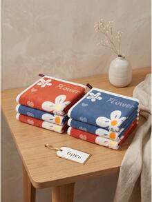 2pcs Cute Daisy Floral Print Hand Towels, Cotton Absorbent Washcloths For Bathroom, Lint-Free Soft Face Towels For Daily Kitchen Home Decor - Multicolor - View 12