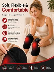 1pc/2pcs New USB Wireless Heating Knee Heating Therapy Device, Knee Joint Self-Heating Therapy Massager, Electric Heating Knee Massager, Shoulder And Elbow Massager, LCD Temperature Control Hot Compress Knee Massager - Multicolor - View 7