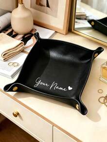 Nampan Kulit Imitasi Kustom, Organizer Meja, Hadiah Personalisasi untuk Pria dan Wanita, Rak Penyimpanan Perhiasan, Kunci, dan Dadu, Cocok untuk Pernikahan, Hadiah Pengiring Pengantin, dan Suvenir Pesta - MultiWarna - View 10
