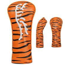 1Pc Orange Tiger Stripe Embroidered Wood Headcover, Pu Club Protective Cover For Driver Fairway Hybrid - Multicolor - View 7